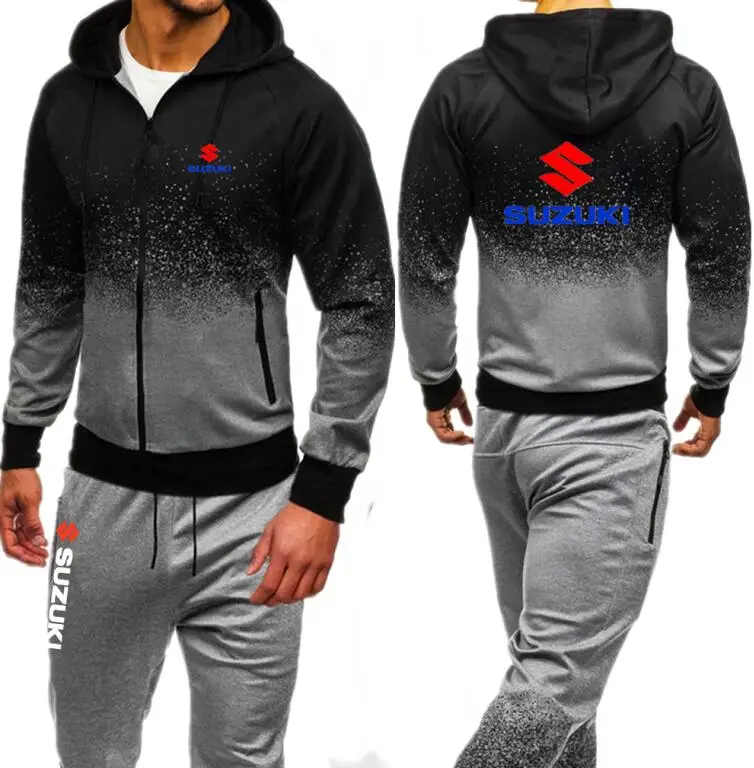 color 7 Suzuki Racing спортивный костюм с капюшоном для мужчин, осенний спортивный костюм для фитнеса, бодибилдинга, толстовка на молнии, куртка, штаны для мужчин - Цвет: color 7