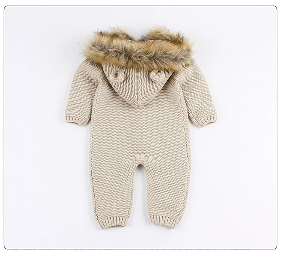 Baby Rompers Knitted Clothes Autumn Long Sleeve Newborn Boys Girls Hooded Infant Kids Jumpsuits Solid Toddler Kids Playsuits JYF baby clothes cheap