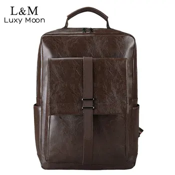 

2020 Vintage PU Leather Backpack For Men Women Shoulder Bag Pack Large Capacity Teenage Travel Backpacks Female mochila XA682H
