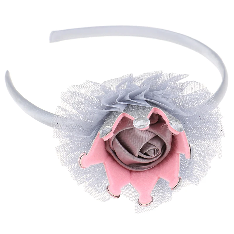 Серый Children Pearl Tiara Crown Hair Band Tiaras Hoop For Hair Closure Girl Headband Headband Hair Jewelry Accessories - Цвет: Серый