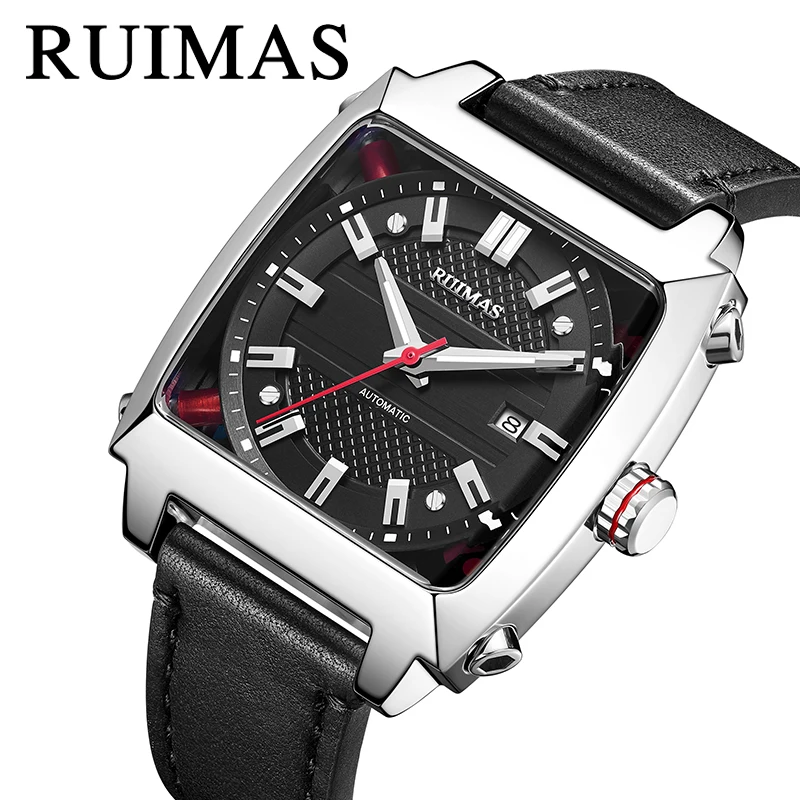 Ruimas 2019 часы Мужские механические Автоматические черные лучший бренд класса люкс