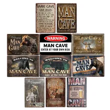 Мужская пещерная металлическая жестяная вывеска винтажная барная настенная дощечки с рисунком вогнутая художественная плакат домашний декор 20x30 см