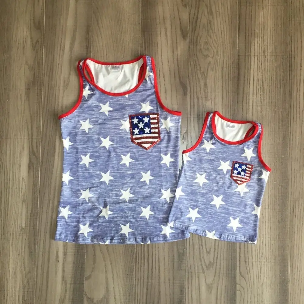 ママ娘月 4th ベスト女の子スタープリントシャツママと娘米国旗服 Tees Aliexpress