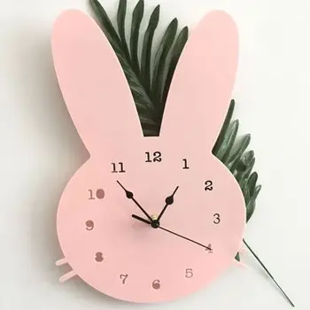 

Nordic Wooden Rabbit Shaped Wall Clock Kids Room Decor Gender Neutral Wall Clock Nursery Baby Shower Gift home decoration