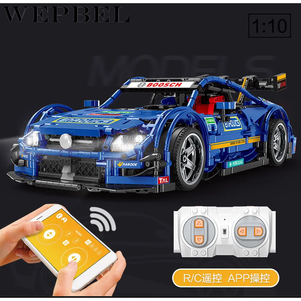 WEPBEL MOC-6687 пульт дистанционного управления синий комплект гоночных автомобилей строительные блоки кирпичи приложение управление детские игрушки подарки