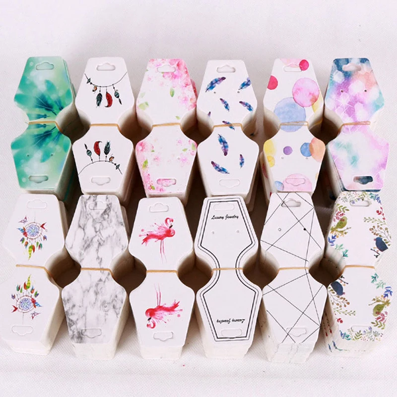 100pcs 4.5x10.8cm Colorful Paper Cards Printing Jewelry Necklace Bracelet Hang Tag Jewelry Display Cards Label Tag
