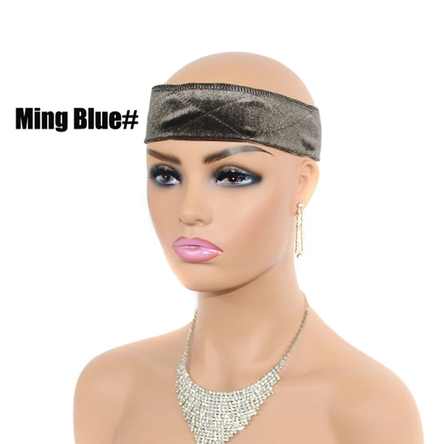 Velvet Lace Wig Grips Headband Comfortable Adjustable Wig Grip Band For Wig Non-slip Hair Accessories 6 Colors Ming blue(no lace)