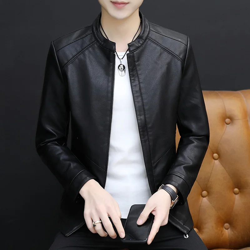 Seller Leather Jacket Men Big Size 5XL 6XL Bomber Jackets 2020 Motorcycle Stand Collar Brown Coats Autumn Comfort High Quality Black