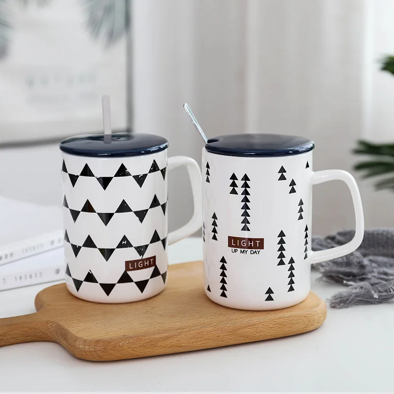 Геометрический узор творческие керамические чашки скандинавские офисные чашка для делового человека Студенческая кружка свадебный подарок дорожная кофейная кружка