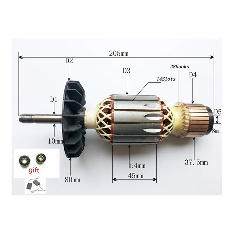 AC220-240V Rotor якорь заменить для Bosch GWS18-180 GWS19-180 GWS2000-180J GWS19-230 GWS2000-230 GWS18U GWS21U GWS20-180 |