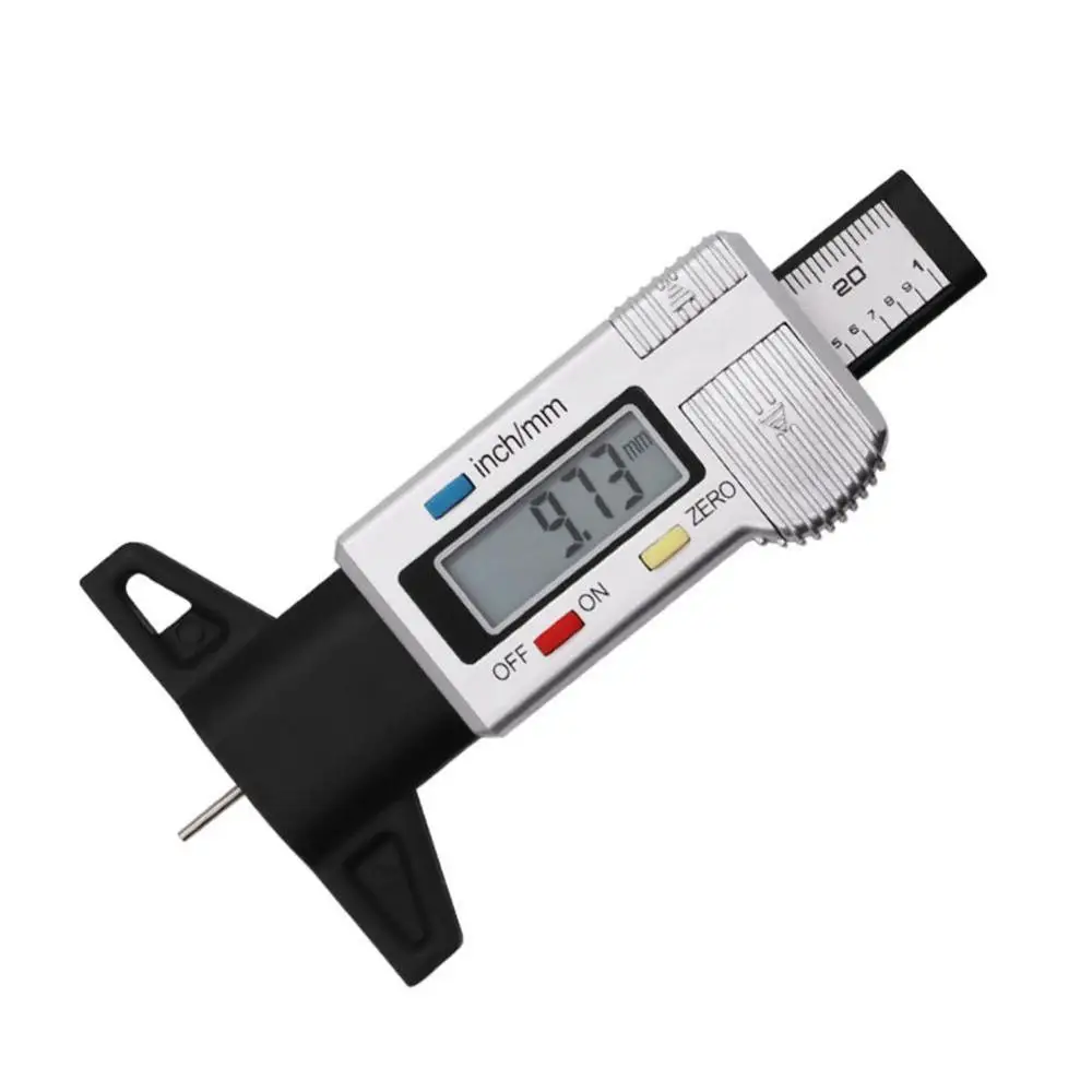 Черный цифровой измеритель глубины протектора Шин Измеритель протектора 0-25,4 мм для автомобилей тестер ЖК-дисплей для проверки шин грузовики M9A7 - Цвет: Серый