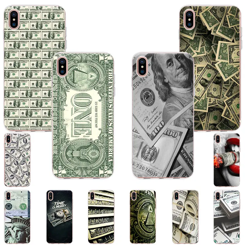 Soft TPU Phone Case For iPhone 11 Pro X XR XS Max 7 8 6 6s Plus se 5S Luxury money cash series transparent silicone cases Cover