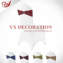 25 шт одна сторона блесток лайкра повязка на стул лента с завязкой с пряжкой для украшения свадебного стула