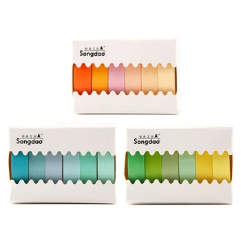 

6 Rolls / Box Washi Tape Solid Color Series Hand Account Hand Tear Practical Function Diy Decoration Pictures At Match