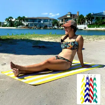 

Quick-dry Sand Non-stick Soft Beach Towel Portable Striped Printing Bath Cloth