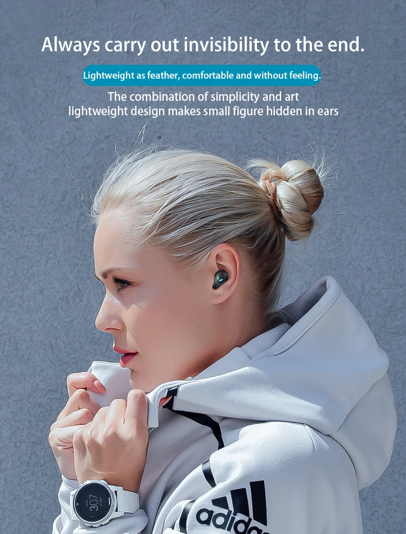 C1 настоящая Беспроводная bluetooth-гарнитура с ушками, мини невидимые водонепроницаемые наушники-вкладыши, Сверхдолгий режим ожидания HIF