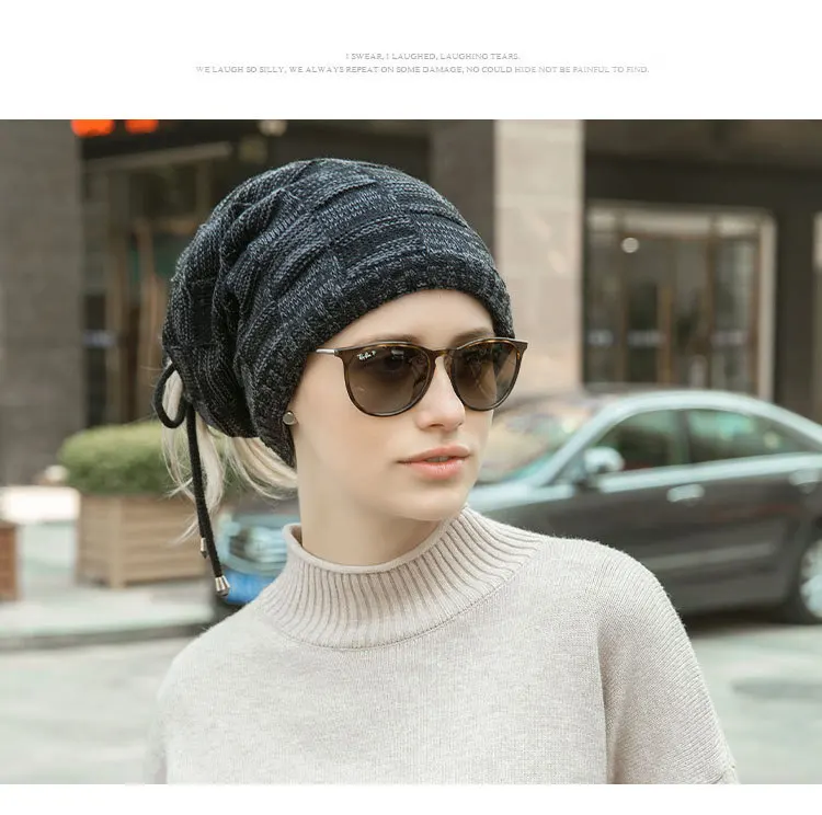 Унисекс зимняя бархатная Повседневная шапка Skullies Beanies, модный шарф, шапка, многофункциональная теплая шапка, женская вязаная шапка с отверстием для хвоста Z198