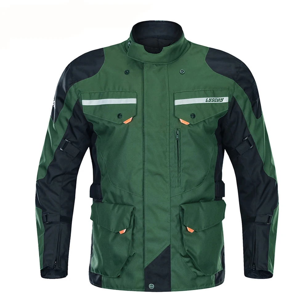 LYSCHY мотоциклетная куртка мужская Chaqueta мотоциклетная куртка для мотокросса дышащая водонепроницаемая мотоциклетная защита - Цвет: 903-Green Jacket