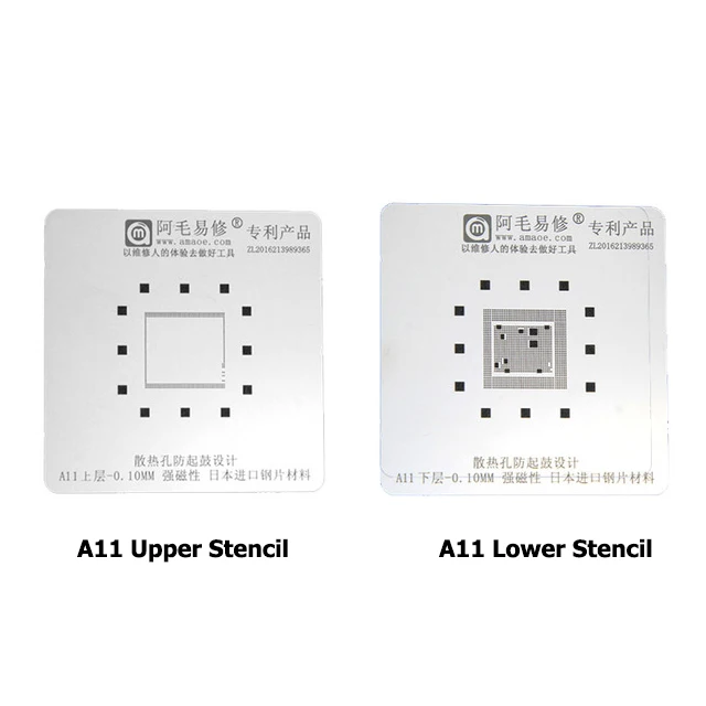 A11 Lower Upper AMAOE 0,1 мм Оловянная посадочная пластина для iPhone A8 A9 A10 A11 A12 cpu Верхняя Нижняя наладочная станция деболлинга по технологии BGA Магнитная форма - Цвет: A11 Lower Upper