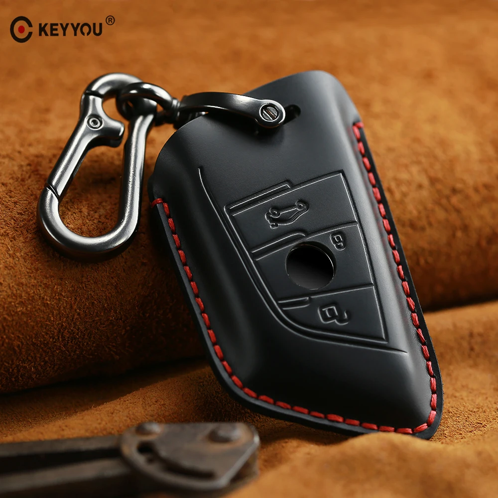 KEYYOU 3/4 Buttons Leather Car Key Case Cover Shell Protector for BMW 1 2 3 4 5 6 7 Series X3 M2 F CAS4 X5 X6 | Автомобили и