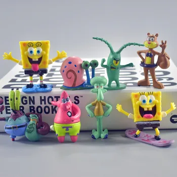 

8pcs/set Spongebobed figures toys doll Patrick star Action Figure Squidward Tentacles fish tank decoration kids birthday gift