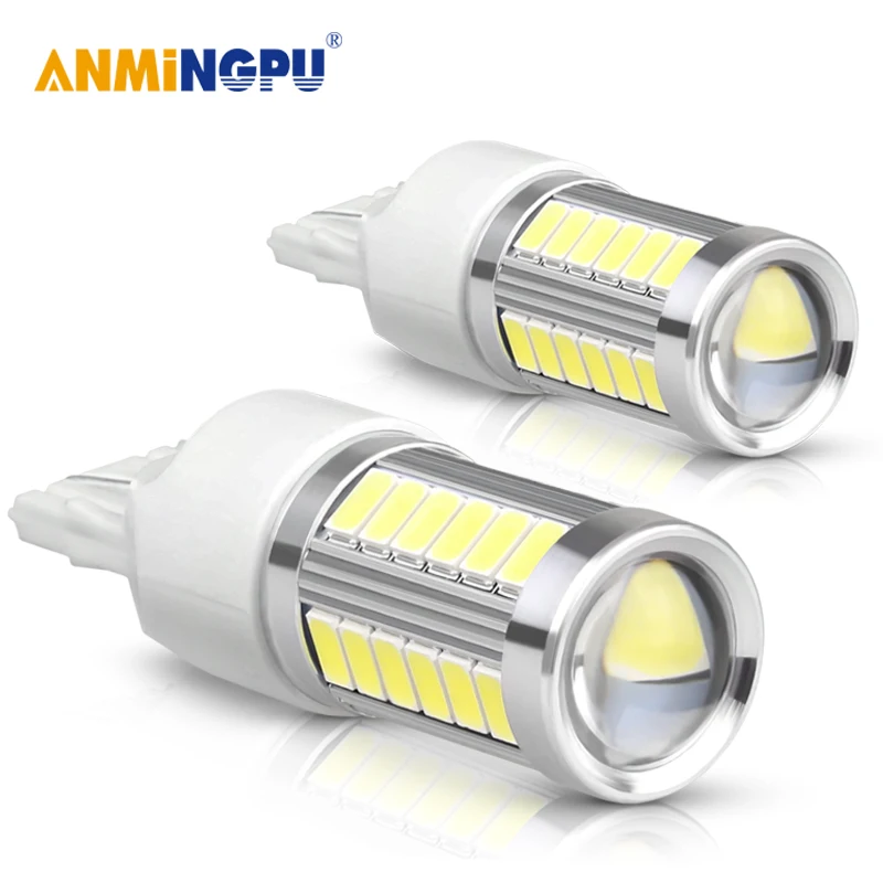

ANMINGPU 2Pcs Signal Lamp T20 W21/5W 7443 Auto Reverse Lamps 5730 33SMD Brake T20 Led Bulb 12V White Amber Red Brake light