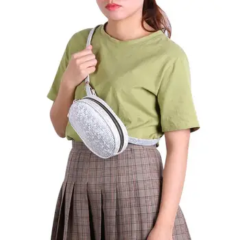 

Laser Oval Chest Pack Women Belt Crossbody Fanny Bag PU Shoulder Waist Bags