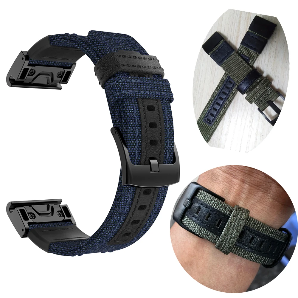 

Fenix 6X/Fenix 5X 26mm QuickFit Watch Band Lightweight Nylon Leather Sport Breathable Wristband Strap for Garmin Fenix 6 5 Plus