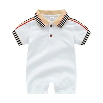 

Summer fashion baby clothes Unisex cotton short sleeve Button Up Collar cute stripe ropa para bebes newborn baby boy girl romper