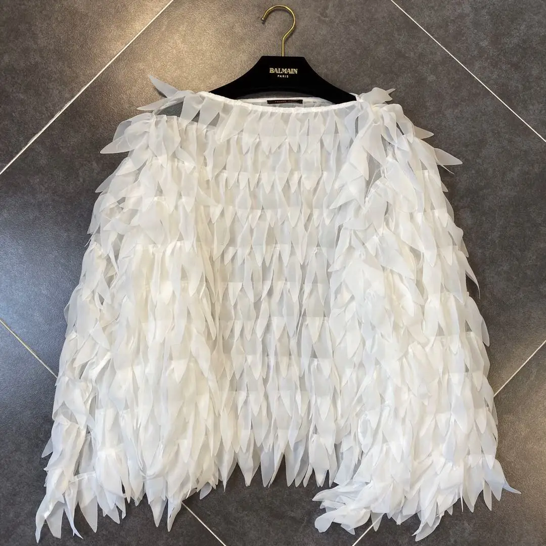 

Blusas Mujer De Moda 2020 Spring and Summer Crew Neck Long Sleeve Multilayer Leaf Woman Sexy Stereo Blouses Tops Shirts Blusas