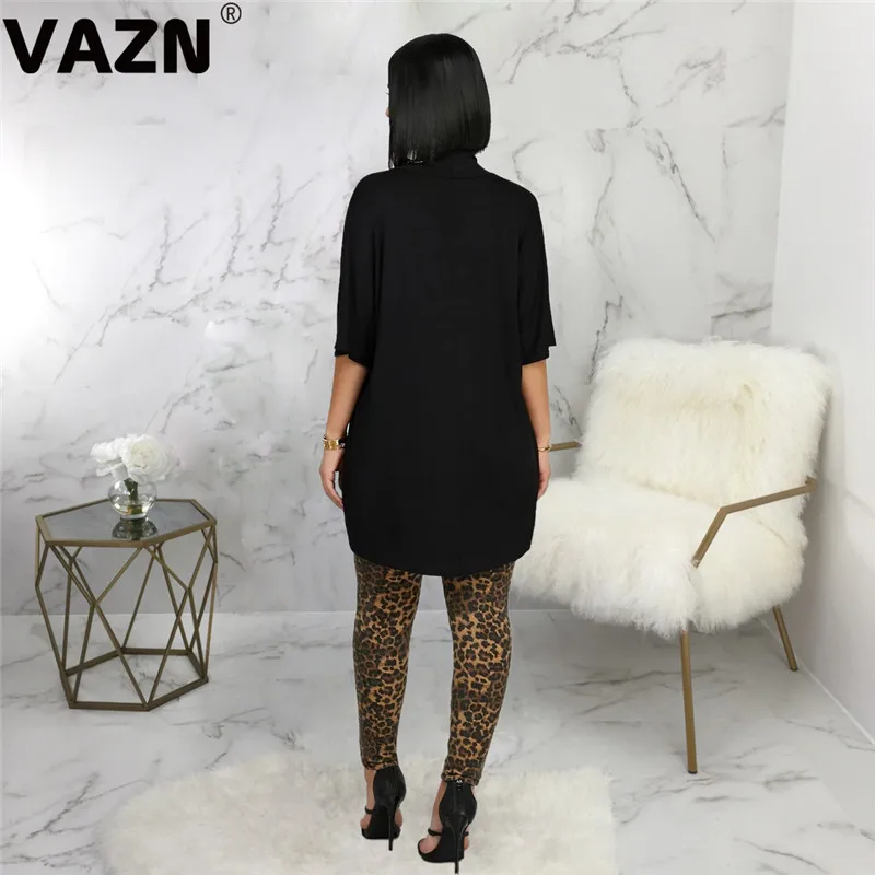 VAZN SMR9420 4 цвета Новинка Ленивый высокий уличный свободный сексуальный молодой моды узкие рукава до локтя женские Асимметричные х-длинные футболки