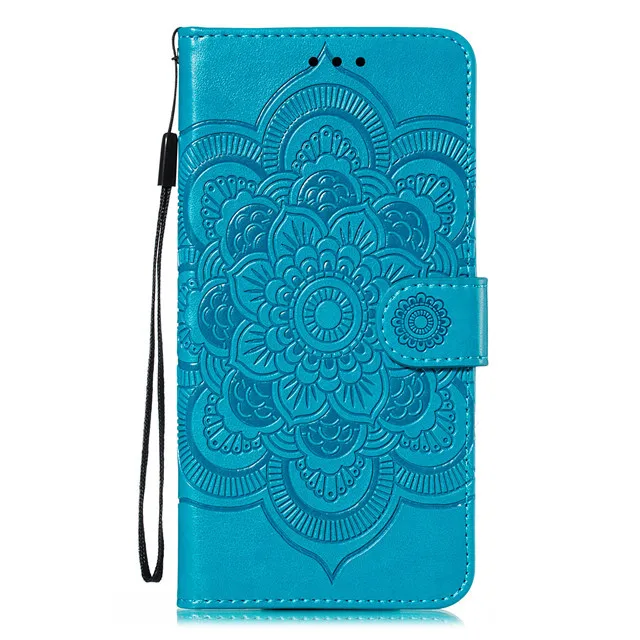 Из искусственной кожи чехол с мандалой чехол для LG 8 8S V40 K50 Мощность чехол для One Plus 7 Pro Google Pixel 3A 13 14 XL чехол+ держатель для карт - Цвет: Blue