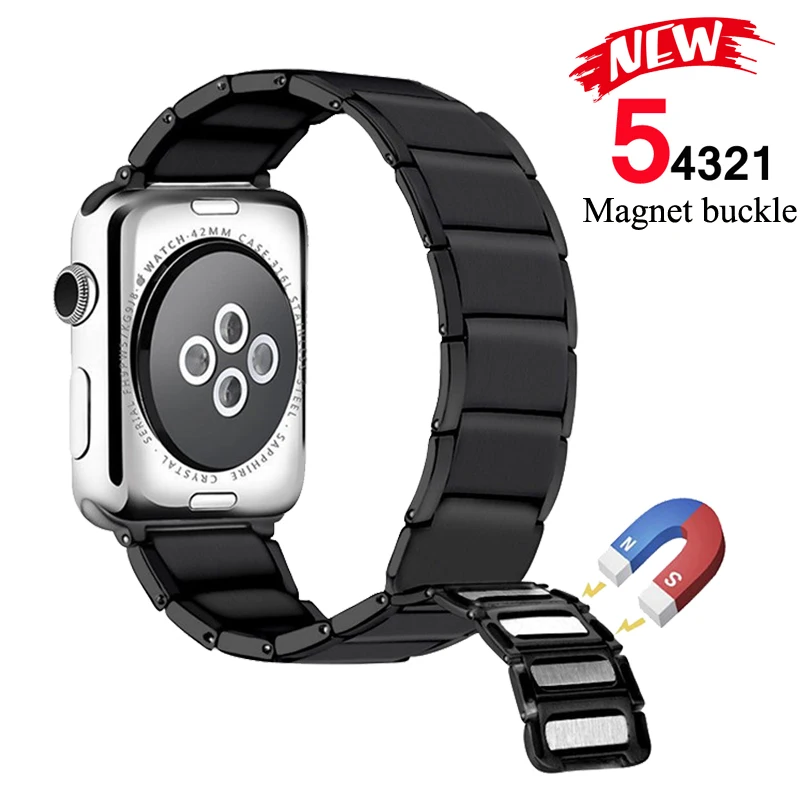 Ремешок для часов Apple watch 5 4 44 мм 40 из нержавеющей стали correa iwatch 3 2 1 42 38 браслет