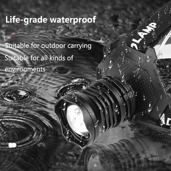 

Super Bright XHP90 USB Rechargeable Led Headlamp XHP70Most Powerfull Headlight Fishing Camping ZOOM Torch by 3*18650 battery