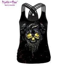 Летний женский спортивный жилет с 3D принтом черепа, рубашки для йоги, майка для бега, Майка для девочек, спортивный бюстгальтер с перекрестной бретелькой, фитнес-жилет, блузка