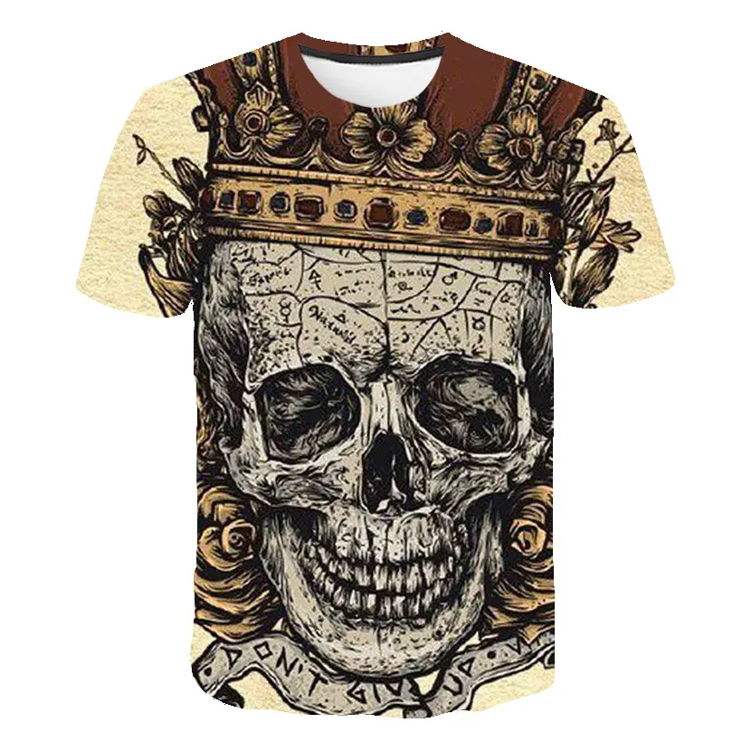 New Skull T Shirt Men Women 3D Print Fire Skull T-shirt Short Sleeve Hip-Hop Tees Summer Tops Cool t shirt Halloween Shirt - Цвет: 5227