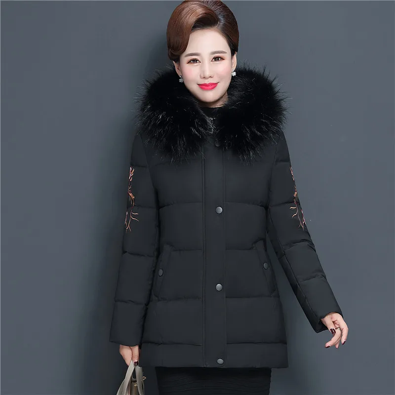 Элегантный зимний пуховик, хлопковое Стеганое пальто, женское короткое хлопковое пальто с капюшоном, Женская хлопковая одежда для среднего возраста, пальто большого размера