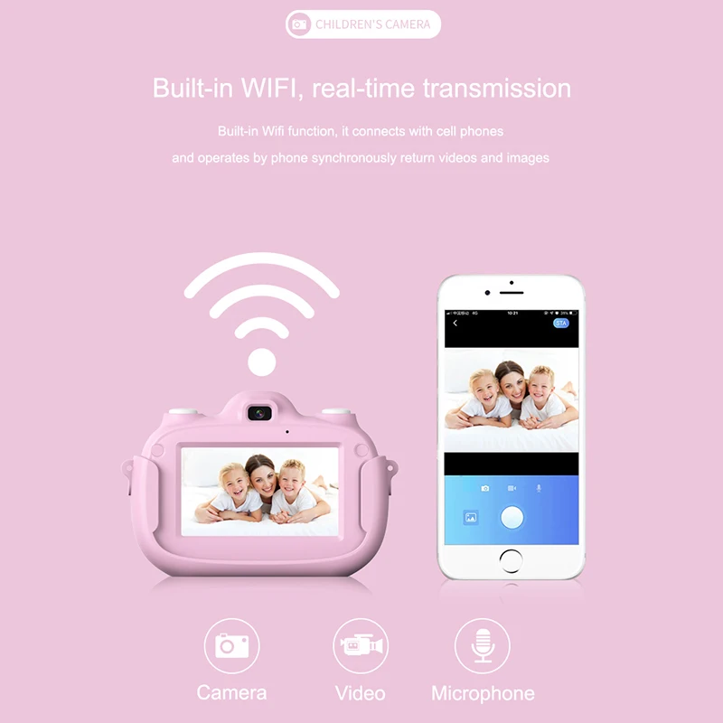  Children Camera 3-Inch HD Display Screen Front and Rear Dual-Press Screen 32GB Capacity Expansion C