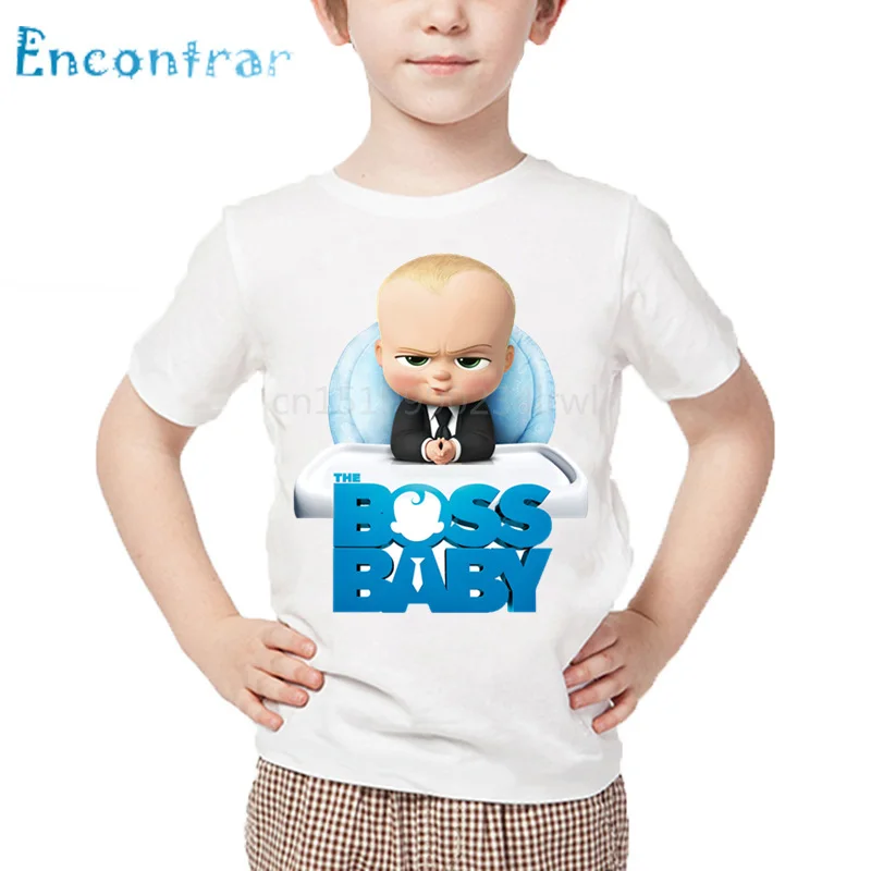 Детская забавная Футболка с принтом начальника детские летние белые топы