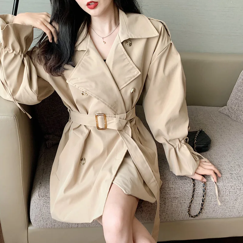 Autumn Korea new ins fashion England vintage long solid female jacket Harajuku oversize loose long sleeve casual female jacket