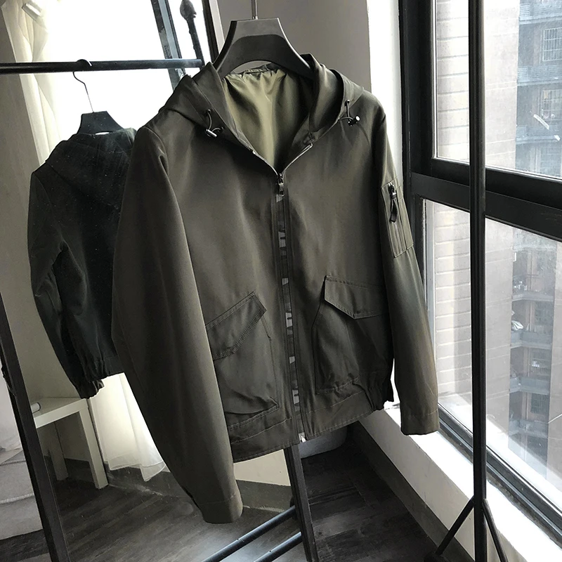 50% OFF Spring 2020 Men's Casual Hooded Jacket Jacket Army Green M-4XL Baseball Jacket Streetwear Hoodie Hip Hop