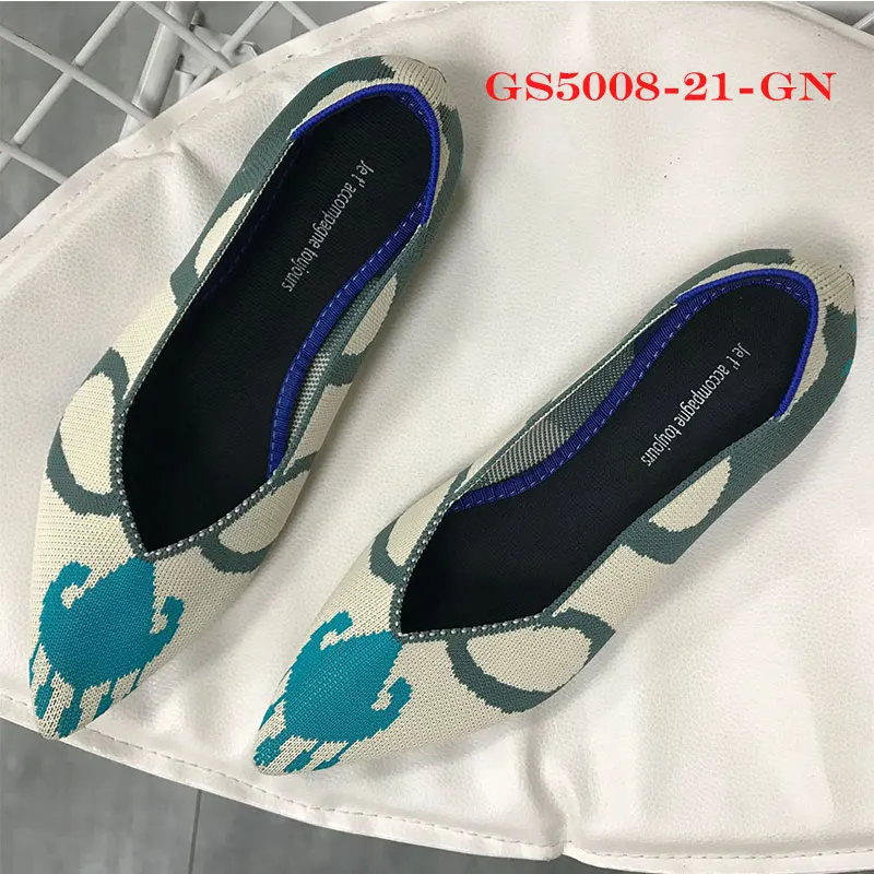 Genshuo/Женская обувь на плоской подошве; Zapatos de Mujer; женские балетки на плоской подошве; слипоны с острым носком; женская повседневная обувь; мягкие лоферы - Цвет: 5008-21-GN Flats