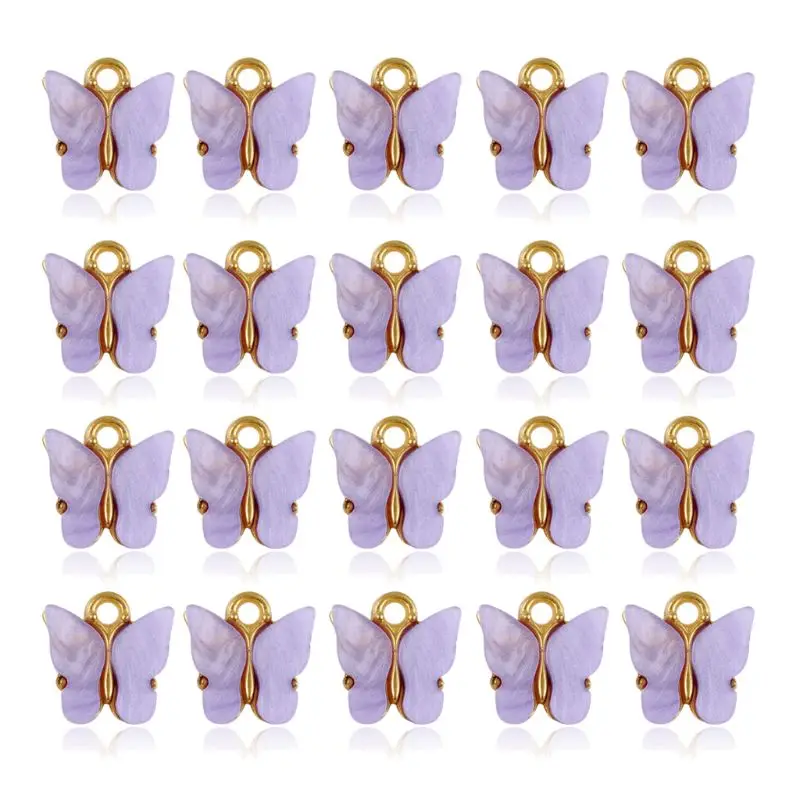 20Pcs Colorful Acrylic Butterfly Charms Pendant Necklace Bracelet Jewelry Making WXTE