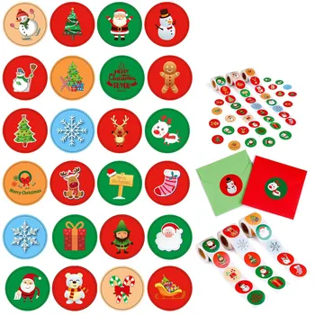 

500pcs Round Merry Christmas Stickers Thank You Card Box Package Label Sealing Stickers Wedding Decor Stationery Sticker