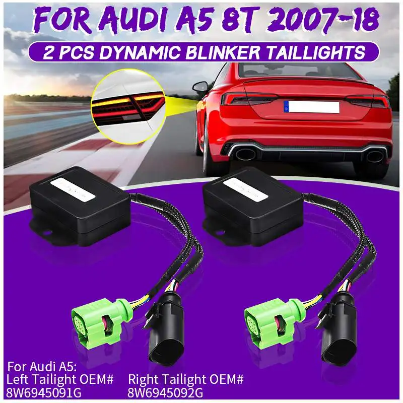 

2Pcs Semi Dynamic Blinker Taillights Module Turn Signal LED Turn Signal Lights Cable Wire For Audi A5 8T 2007-2018
