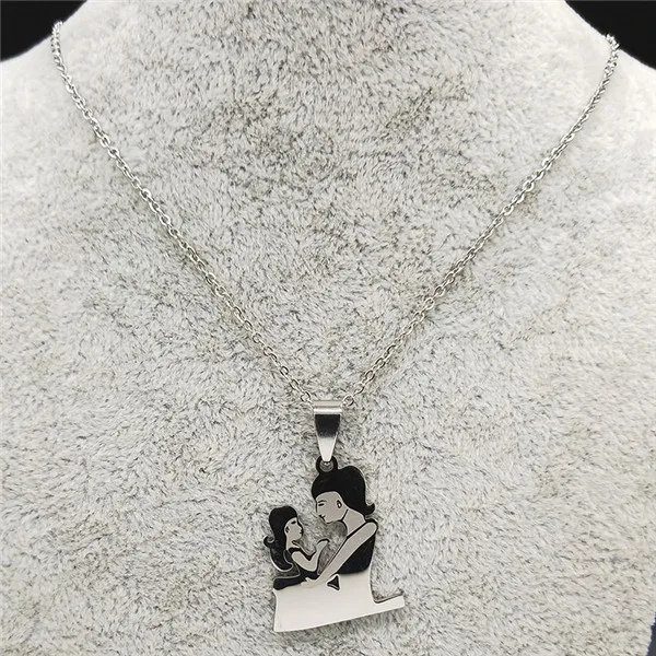 Мода для мамы и дочки цепочка из нержавеющей стали ожерелье серебряного цвета ожерелья подвески ювелирные изделия moda mujer N19034 - Окраска металла: D 50cm O