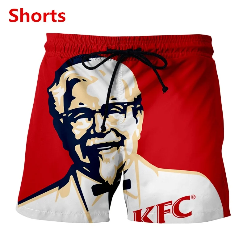 Kfc Colonel 남녀공용 재미있는 3D 프린트 캐주얼 의류, 힙합 반바지, 플러스 사이즈, S-7XL, 패션, 신제품