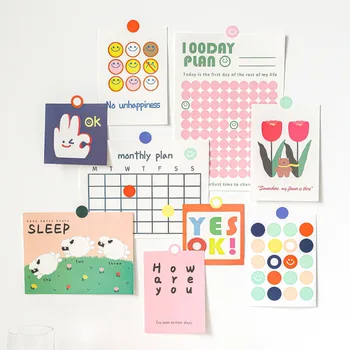 

Kawaii decoration material paper 100 days punch card wall stickers creative diy hand account wall decoration material stickers