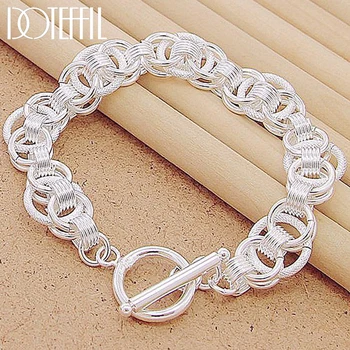 

DOTEFFIL 925 Sterling Silver Bracelets Snake Chain Screw Fits European Silver Charms 20CM Length DIY Fashion Jewelry Gift
