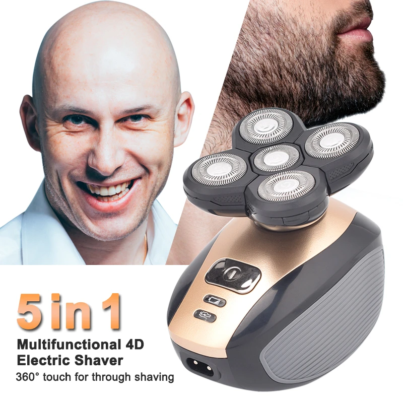 5 in14D Electric Razor for Bald Men Wet  Dry Electric Shaver Waterproof  Rotary Shavers Rechargeable Electric Man Shaver Razor|Electric Shavers| -  AliExpress